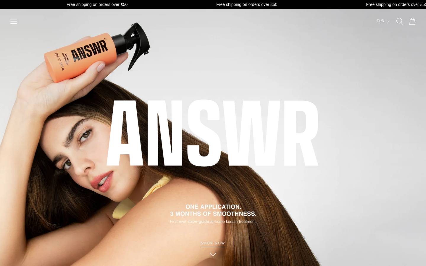 ANSWR homepage screenshot
