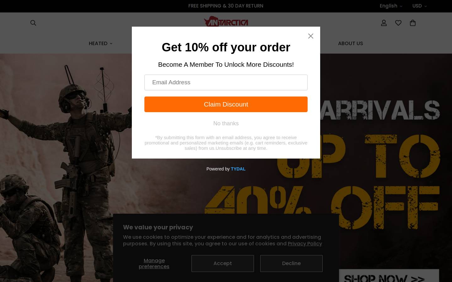 Antarcticaoutdoors homepage screenshot