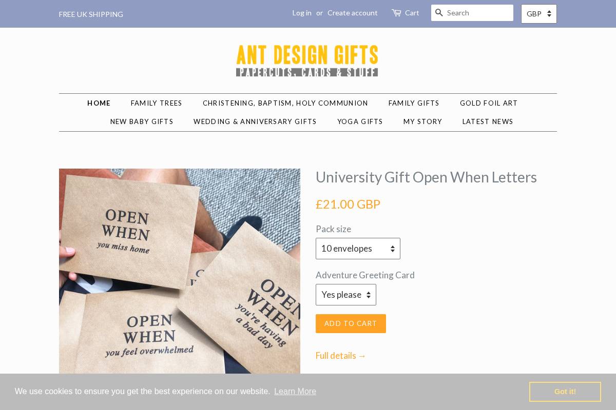 antdesigngifts.co.uk homepage screenshot