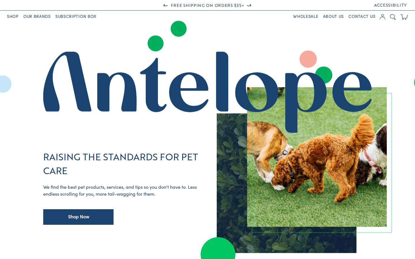 Antelopepets homepage screenshot