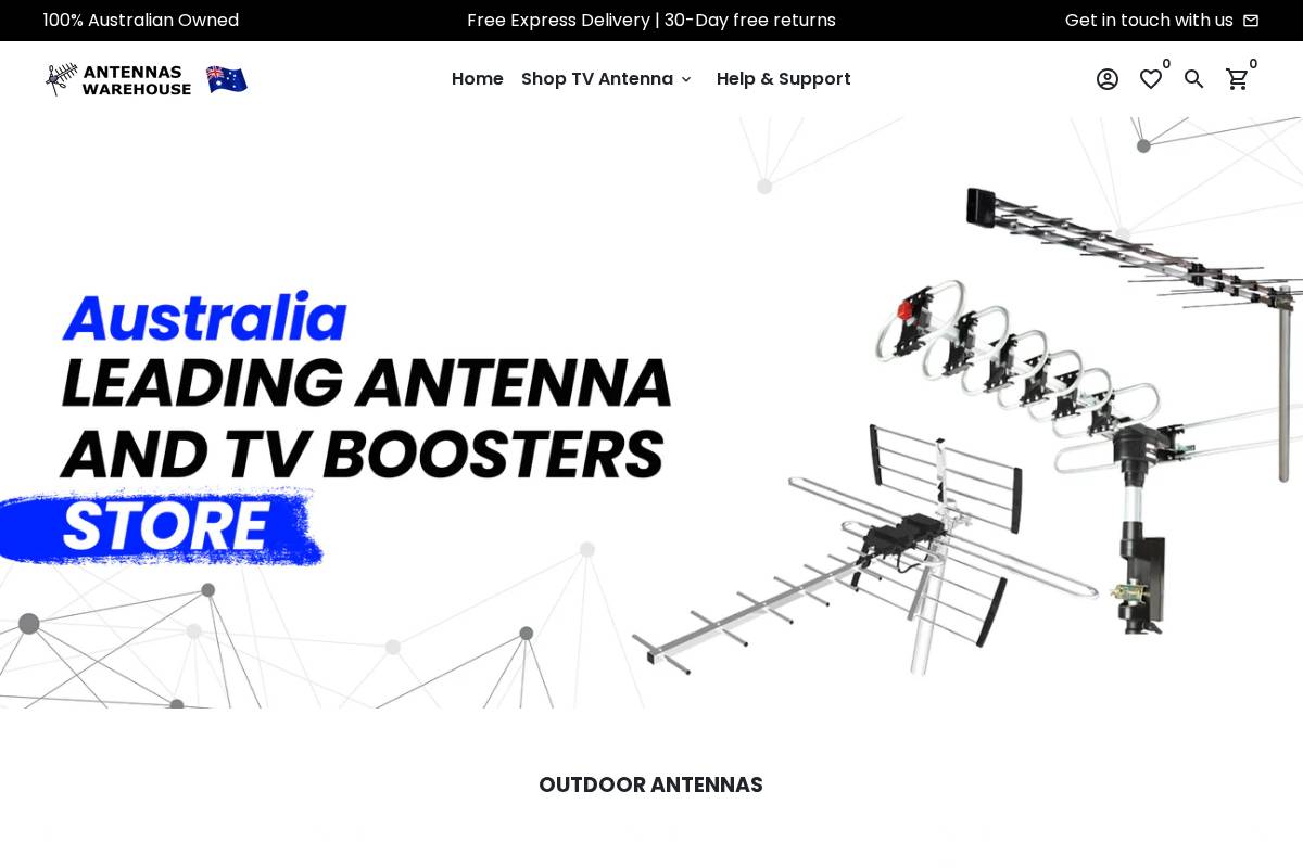 AntennasWarehouse homepage screenshot