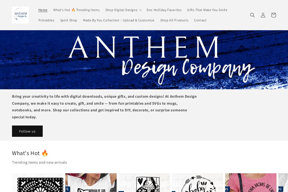 anthemdesigncompany.com homepage screenshot