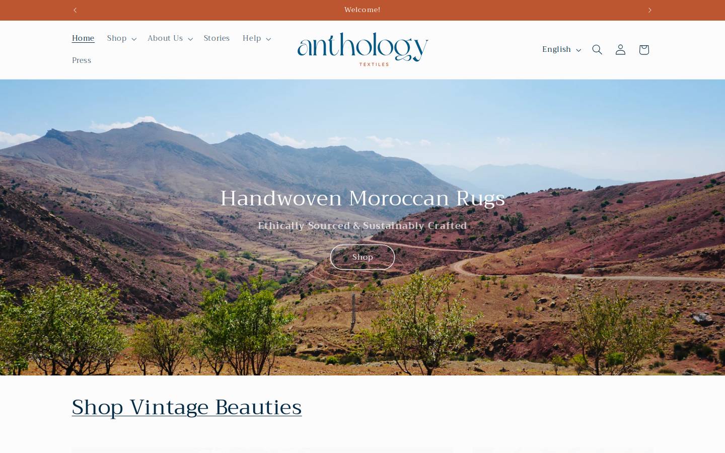 anthologytextiles.com homepage screenshot