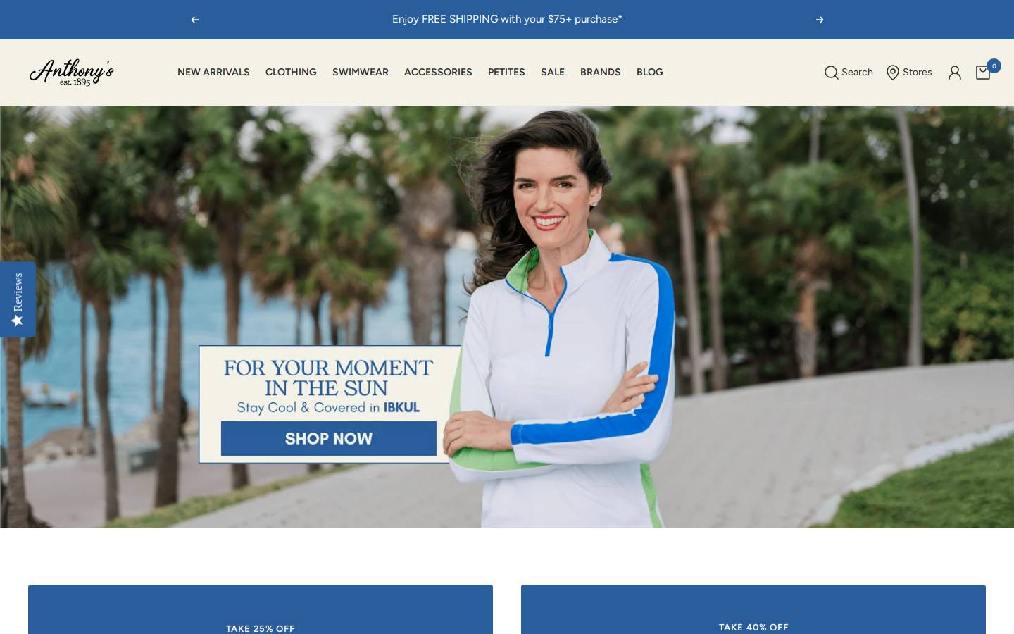 Anthony's Ladies Apparel homepage screenshot