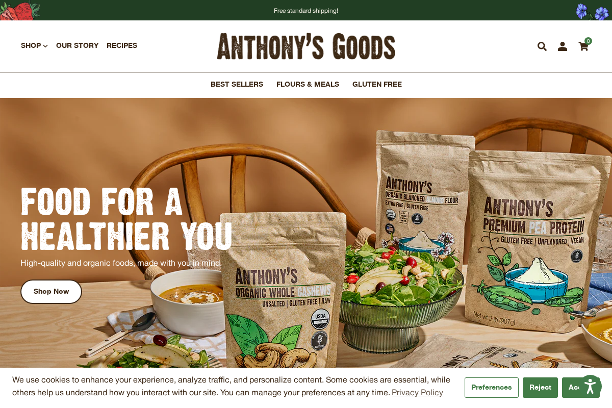 Anthony's Goods homepage screenshot