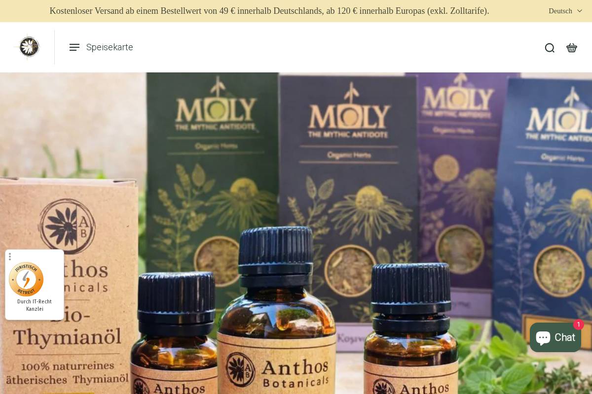 anthosbotanicals.de homepage screenshot