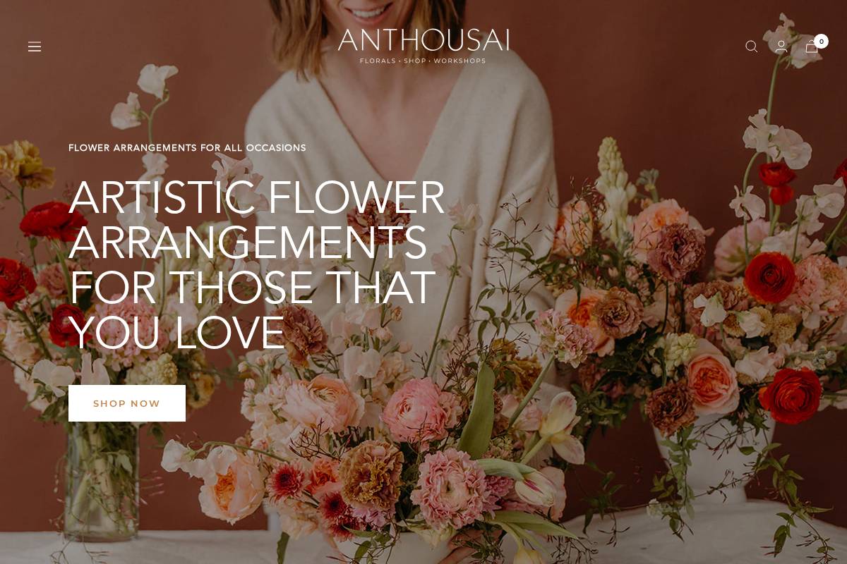 anthousaifloralshop.com homepage screenshot