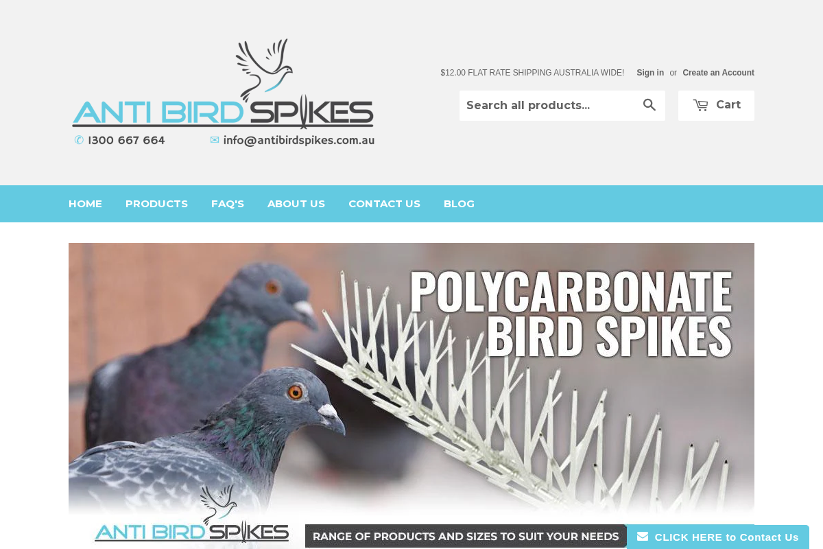 Anti Bird Spikes homepage screenshot