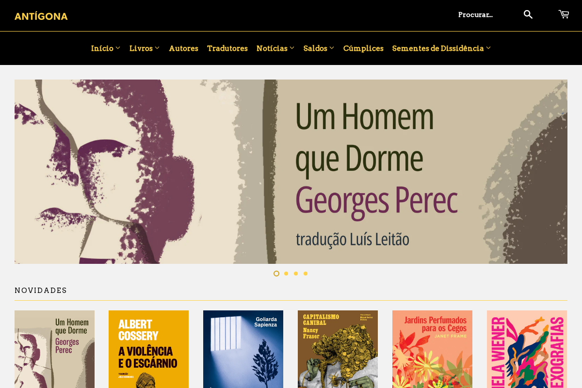 Antígona homepage screenshot