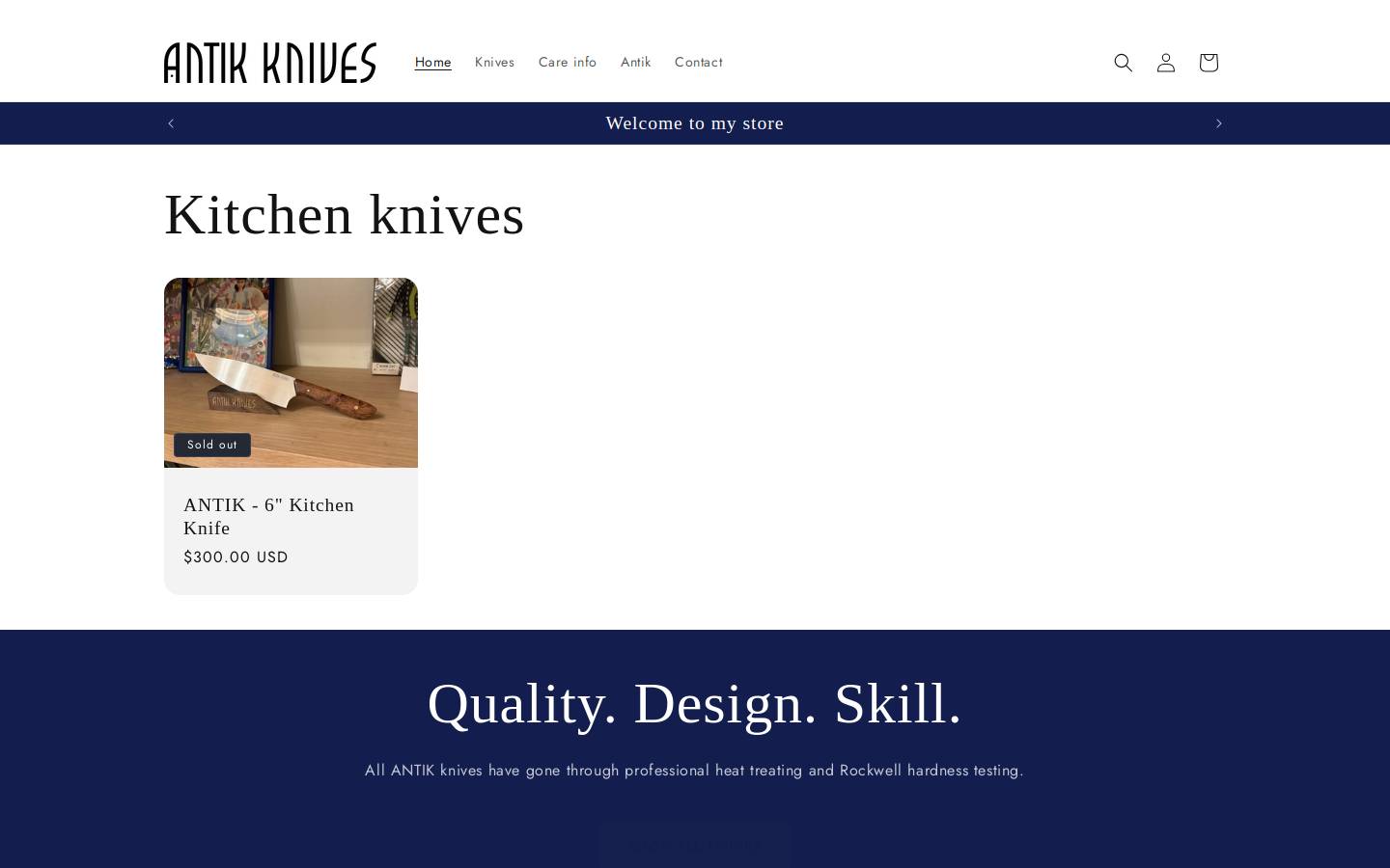 antikknives.com homepage screenshot