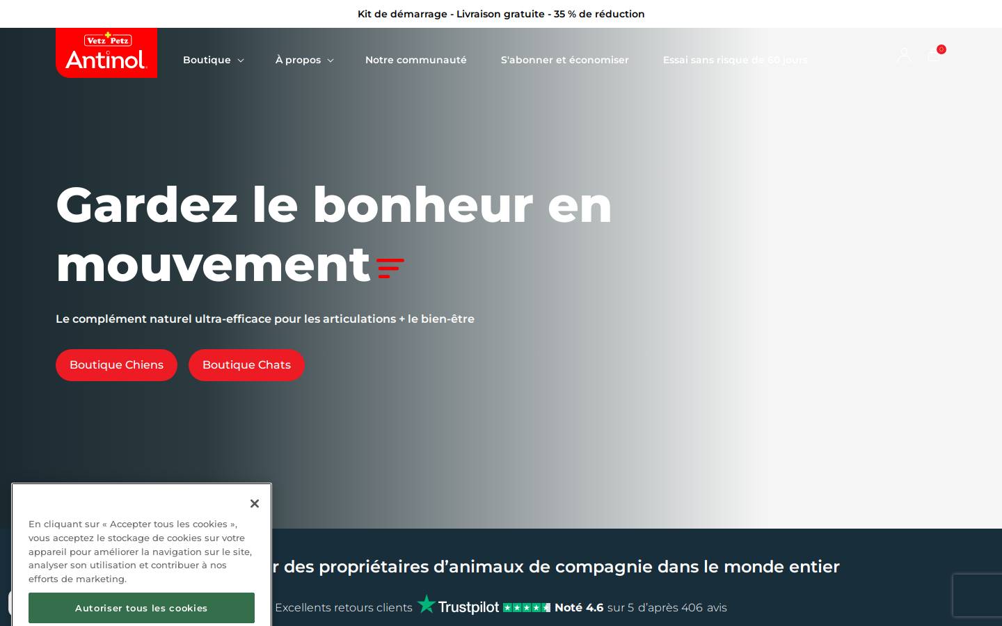 Antinol homepage screenshot