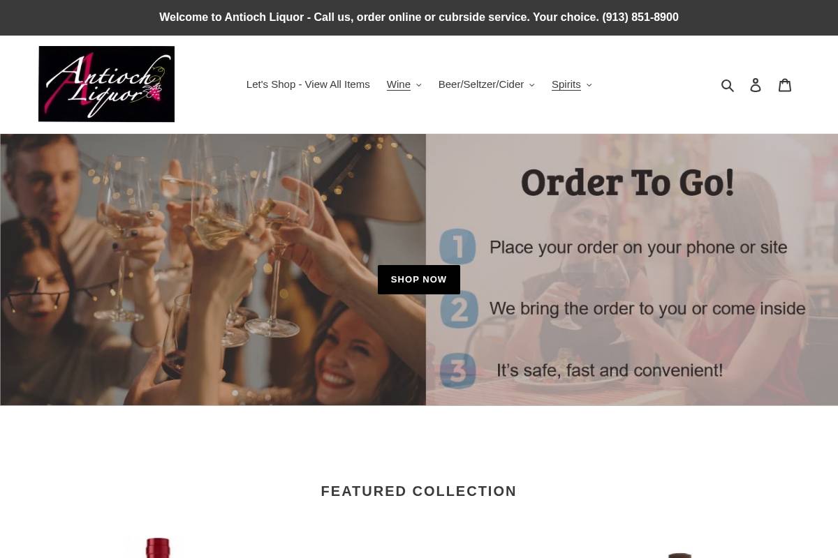 antiochliquor.com homepage screenshot