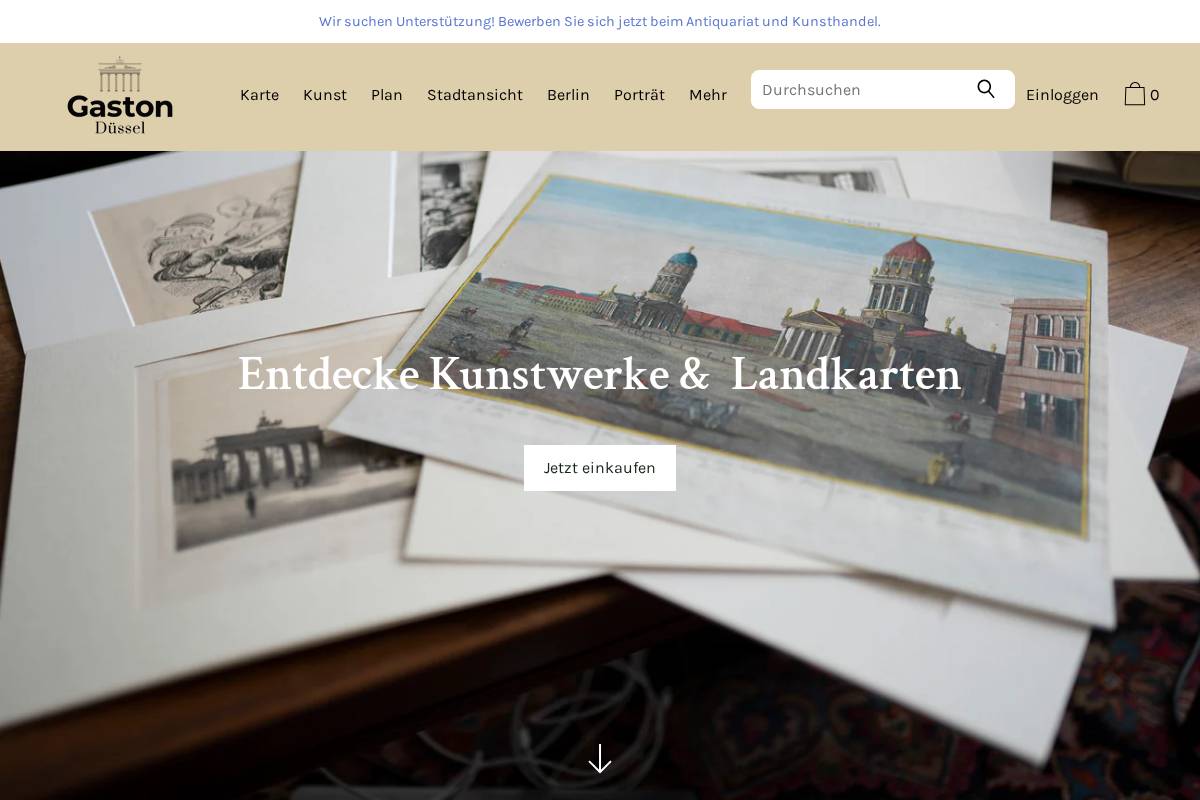 Antiquariat Gaston Düssel am Gendarmenmarkt homepage screenshot