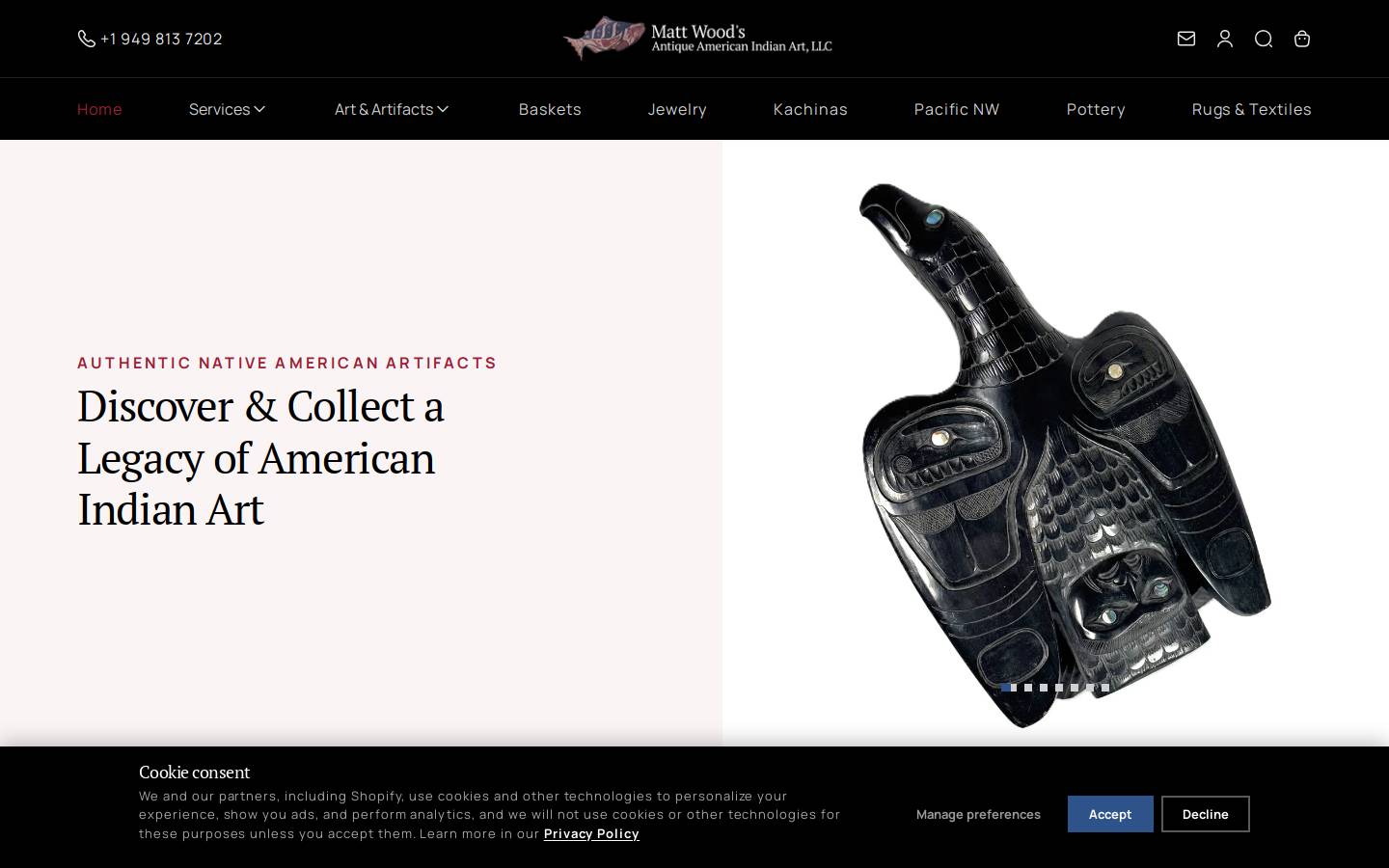 antiqueamericanindianart.com homepage screenshot