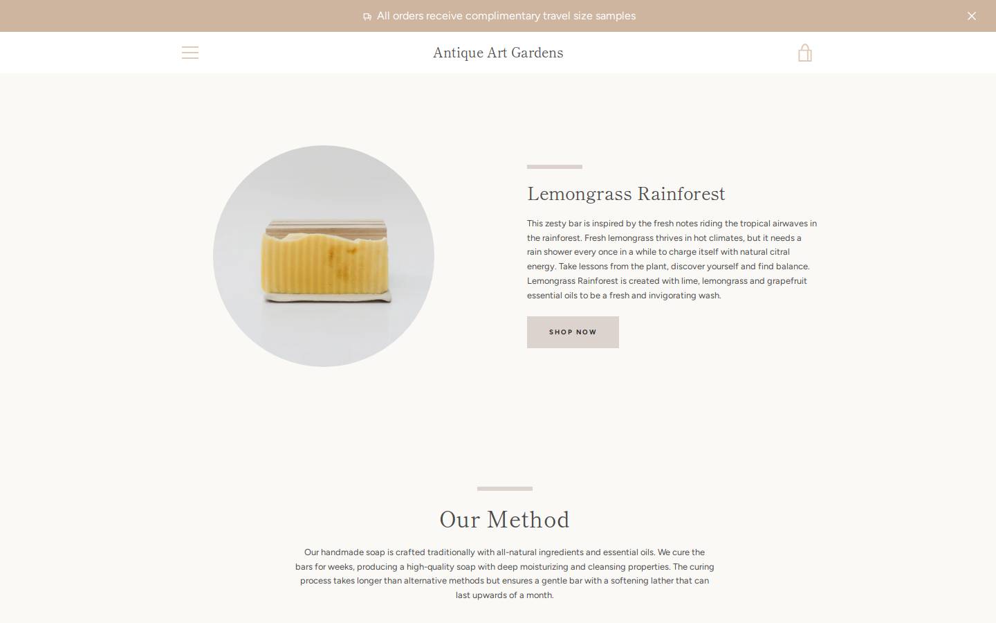 antiqueartgardens.com homepage screenshot