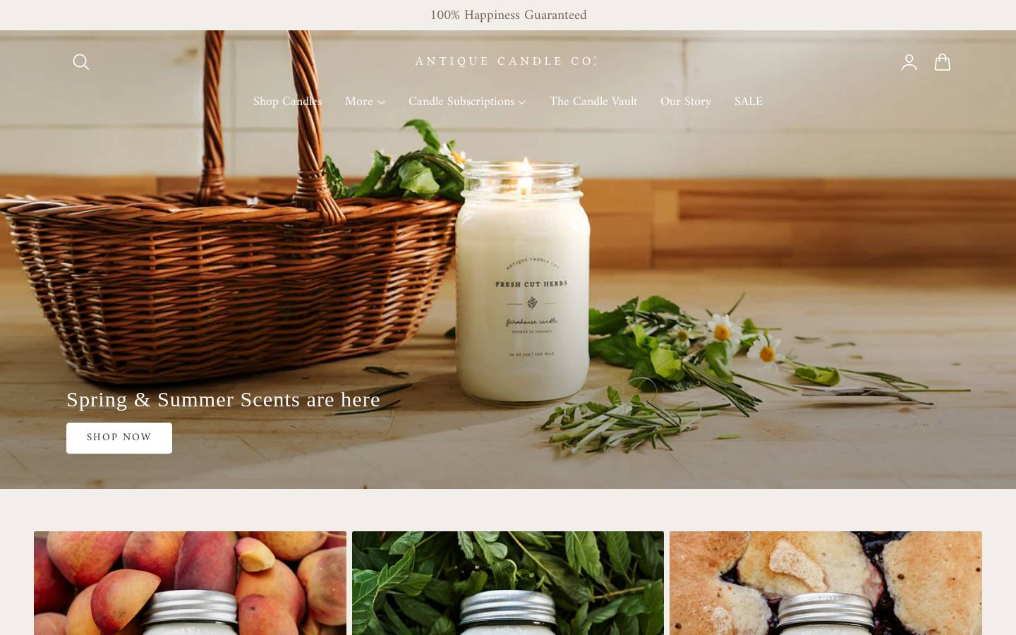 antiquecandleco.com homepage screenshot