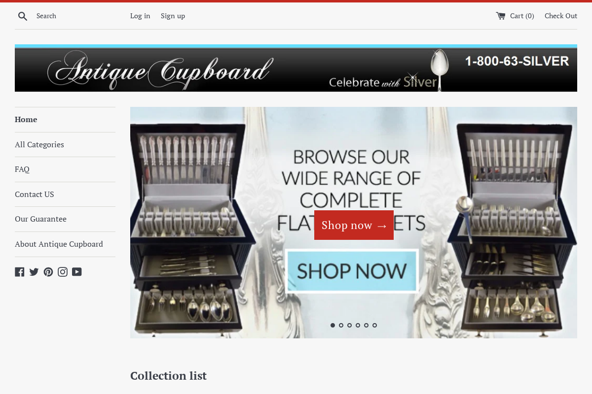 Antique Cupboard homepage screenshot