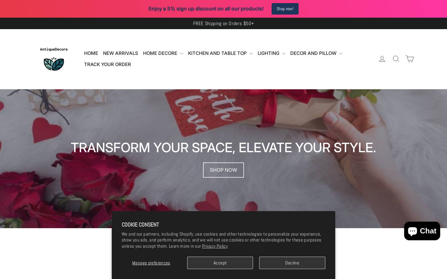 antiquedecore.com homepage screenshot