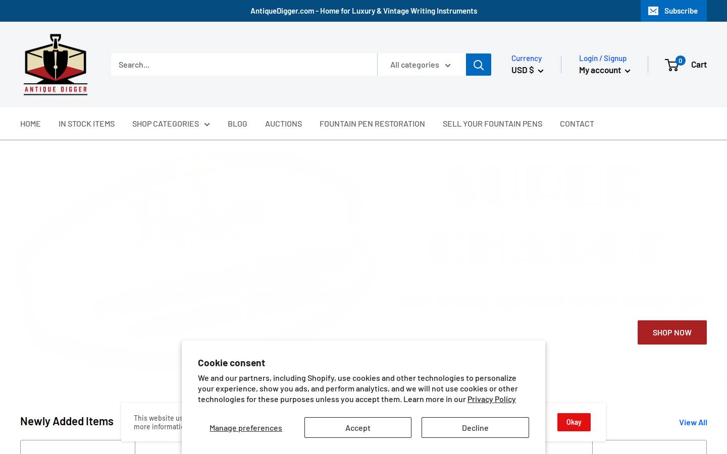 antiquedigger.com homepage screenshot