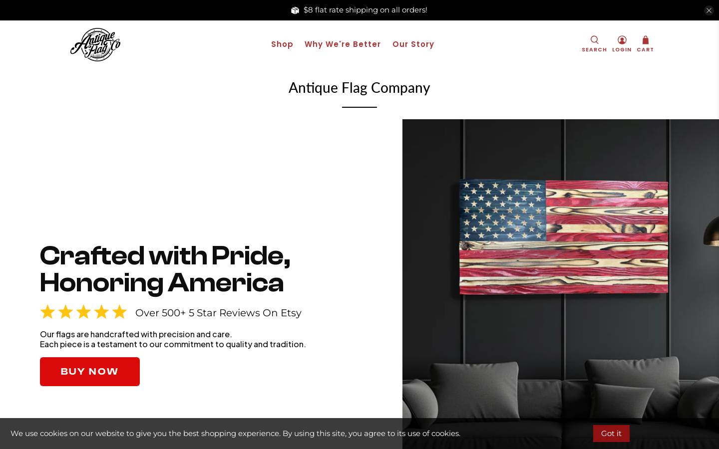 antiqueflagco.com homepage screenshot