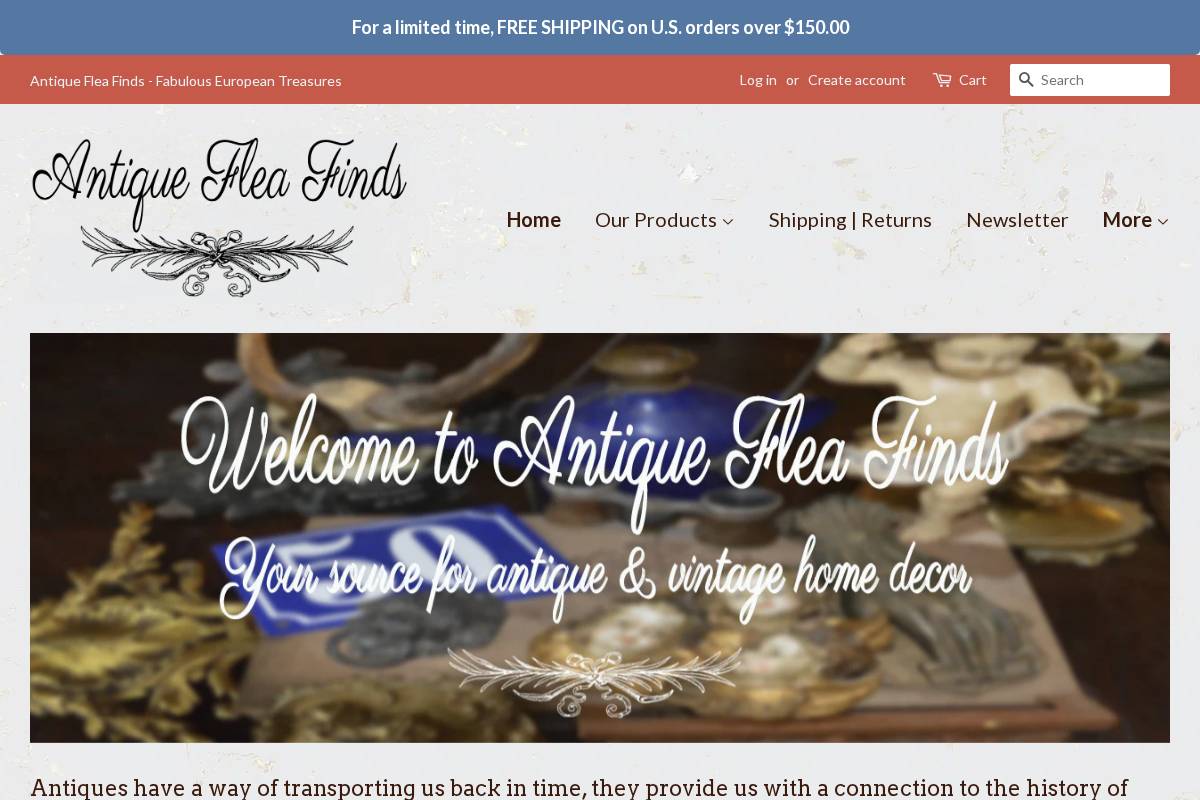 antiquefleafinds.com homepage screenshot
