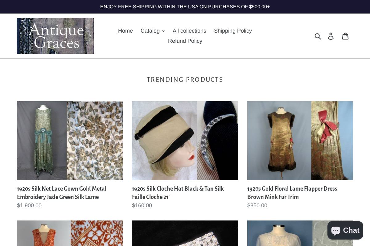 antiquegraces.com homepage screenshot