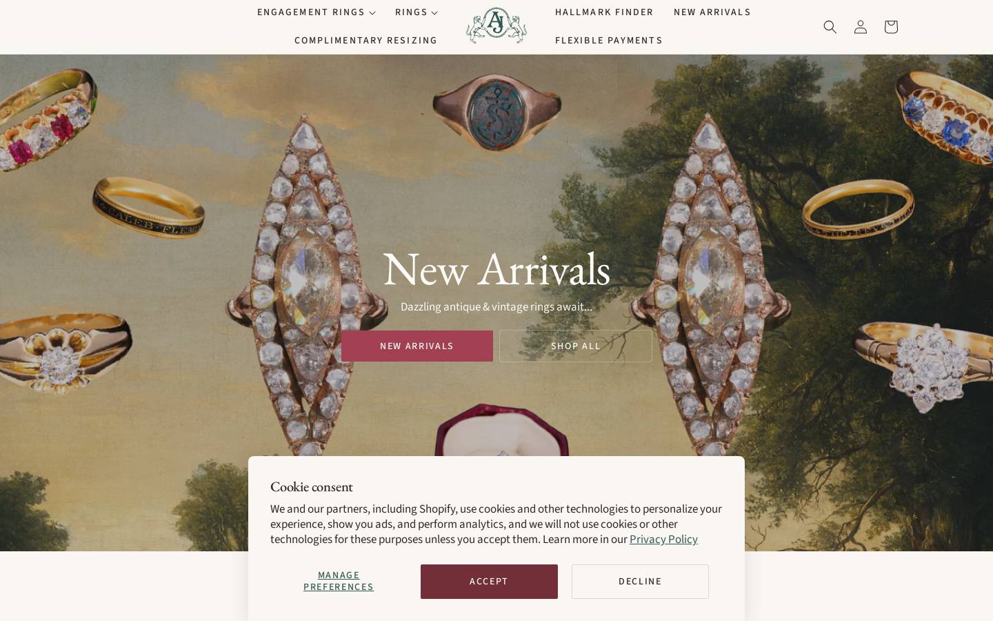 Antique Jewellers Ltd. homepage screenshot