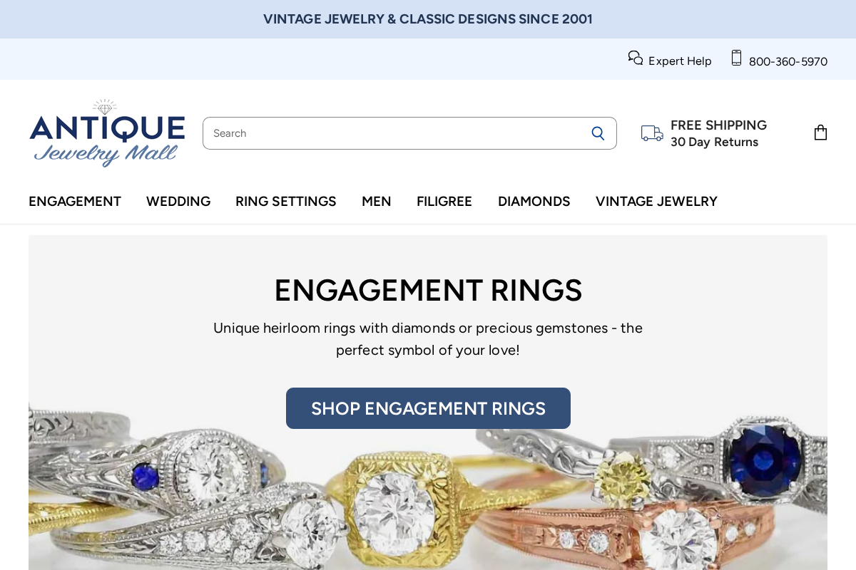 Antique Jewelry Mall homepage screenshot