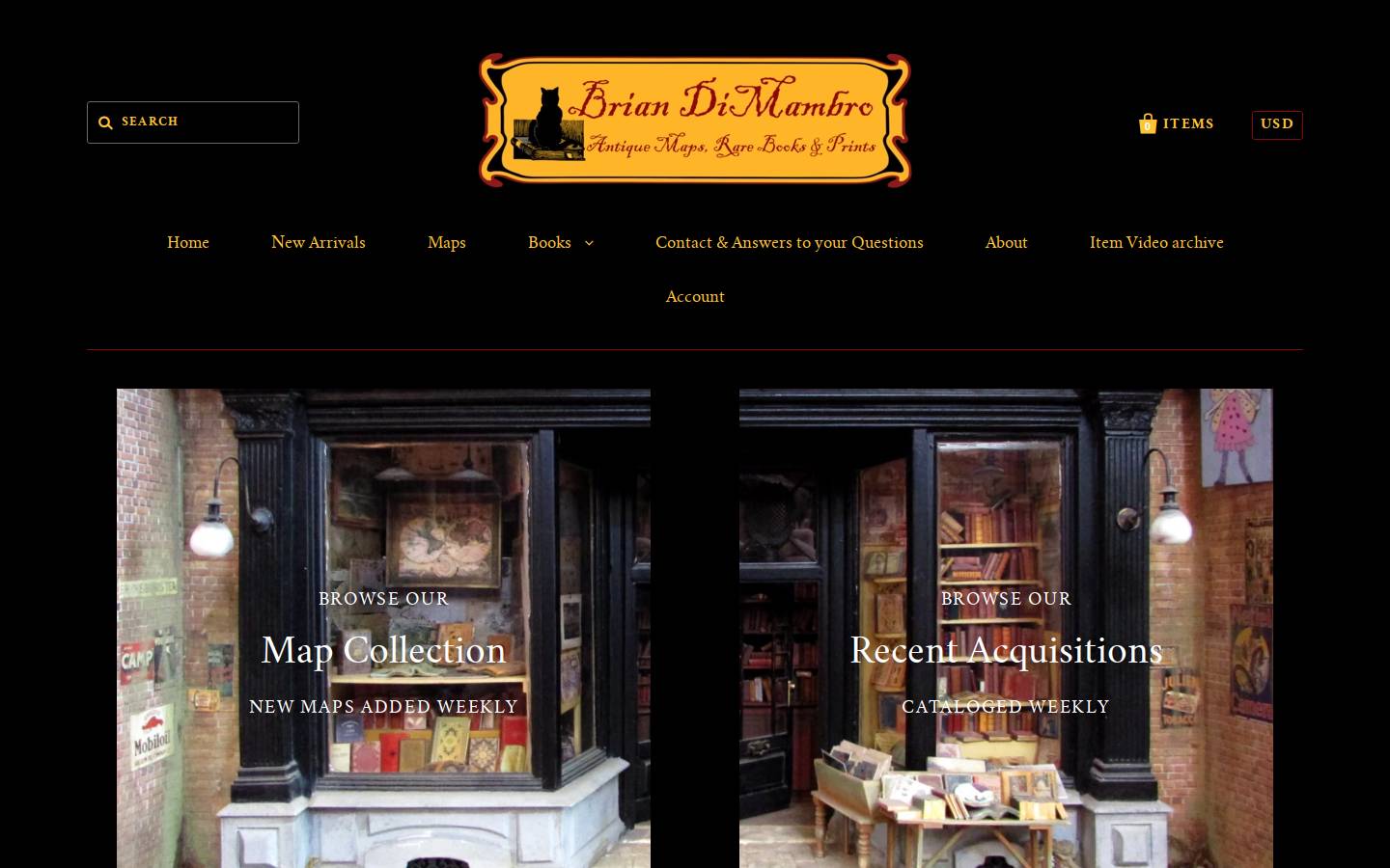 antiquemapsprints.com homepage screenshot