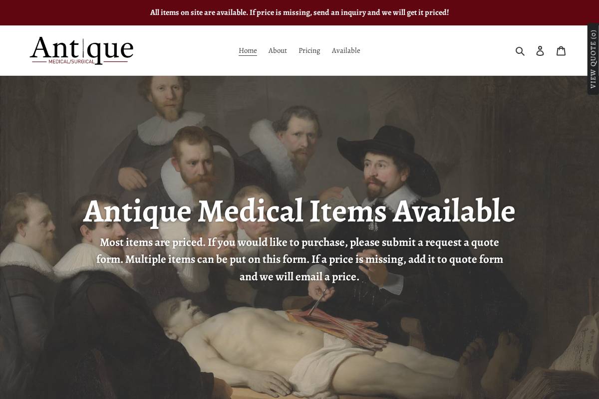 antiquemedicalsurgical.com homepage screenshot