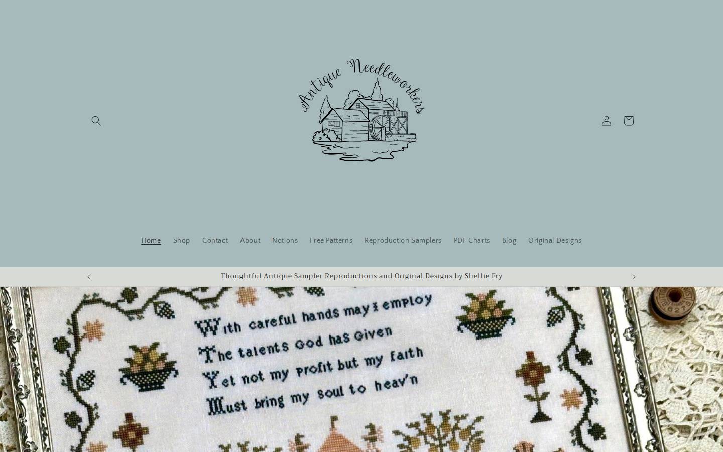 antiqueneedleworkers.com homepage screenshot