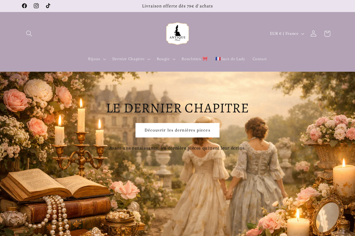 Antique Paris homepage screenshot