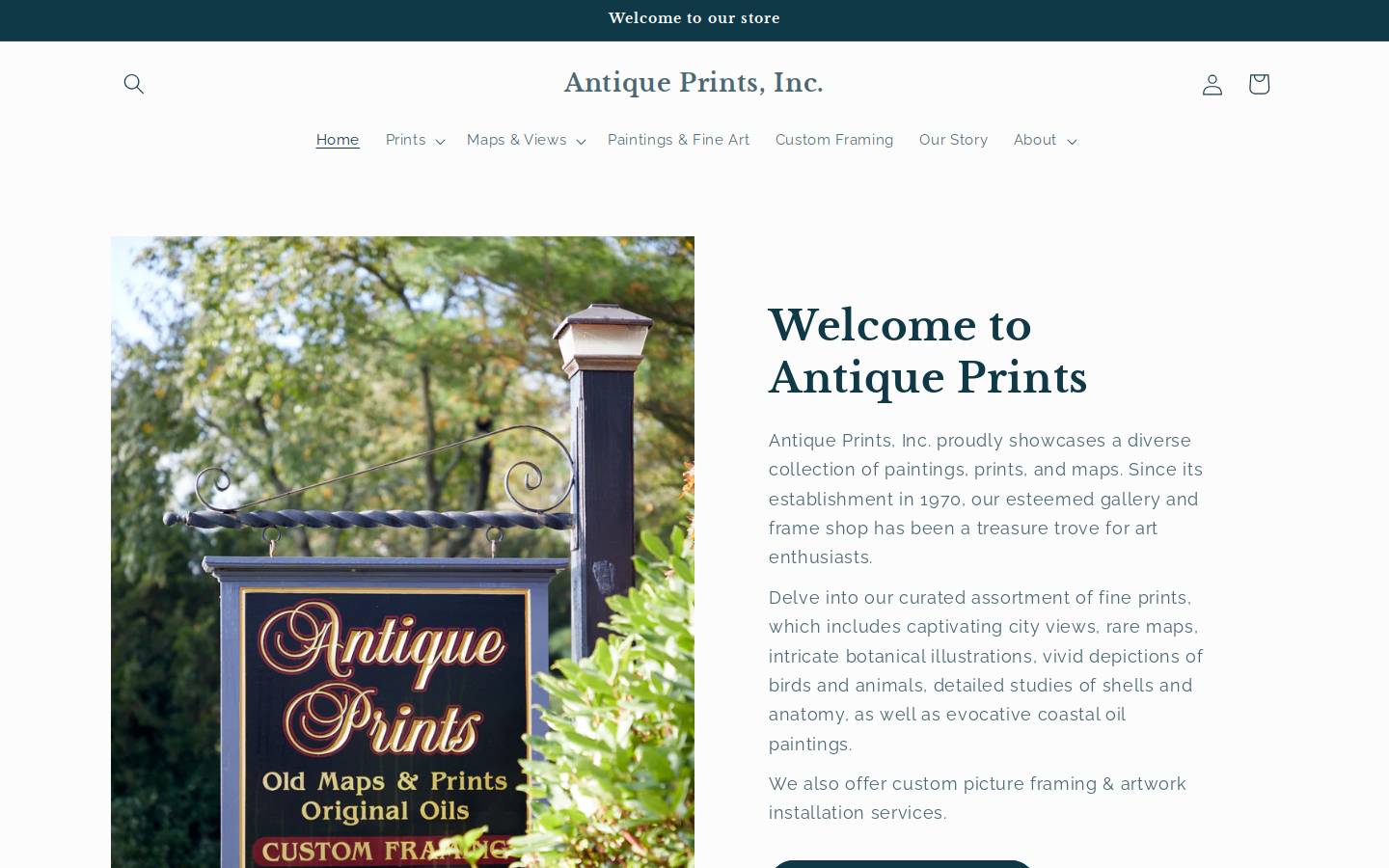antiqueprintsinc.com homepage screenshot