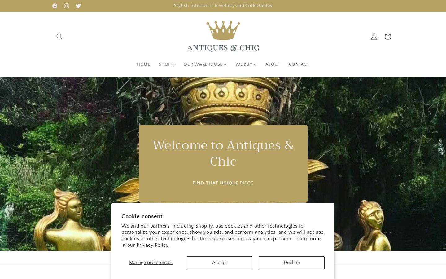 antiquesandchic.co.uk homepage screenshot