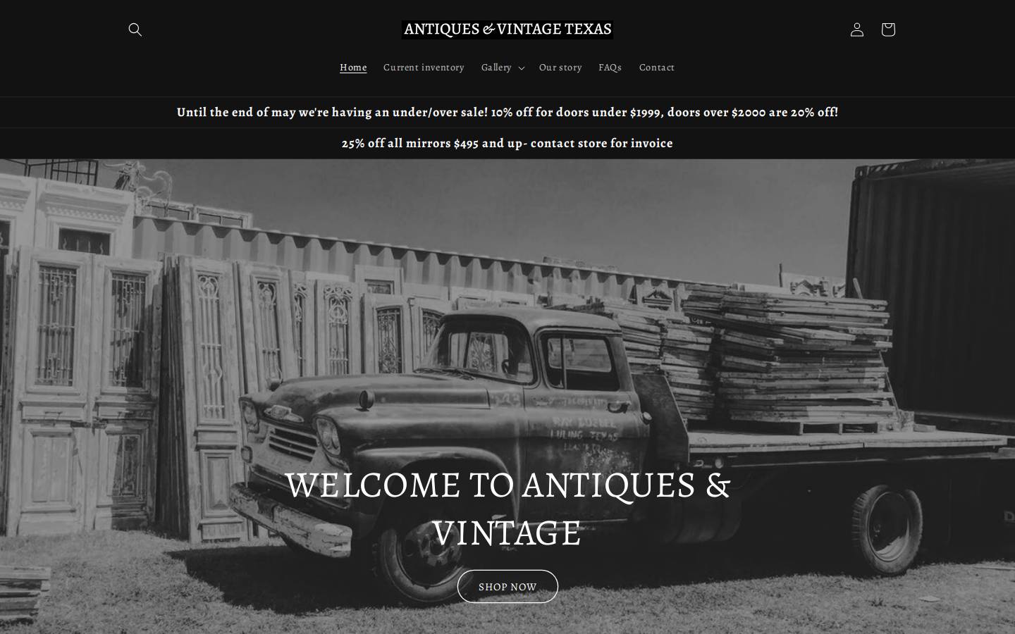 antiquesandvintagetexas.com homepage screenshot