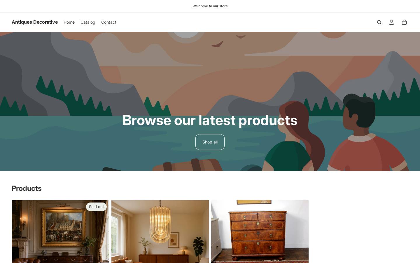 antiquesdecorative.com homepage screenshot