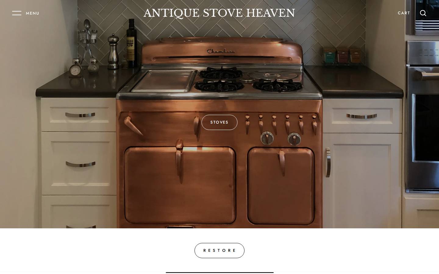 antiquestoveheaven.com homepage screenshot