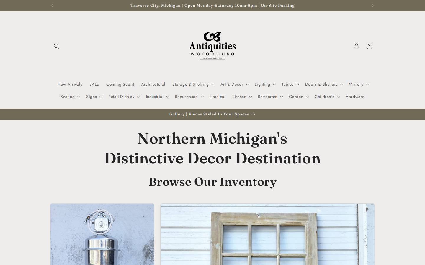 antiquitieswarehousetc.com homepage screenshot