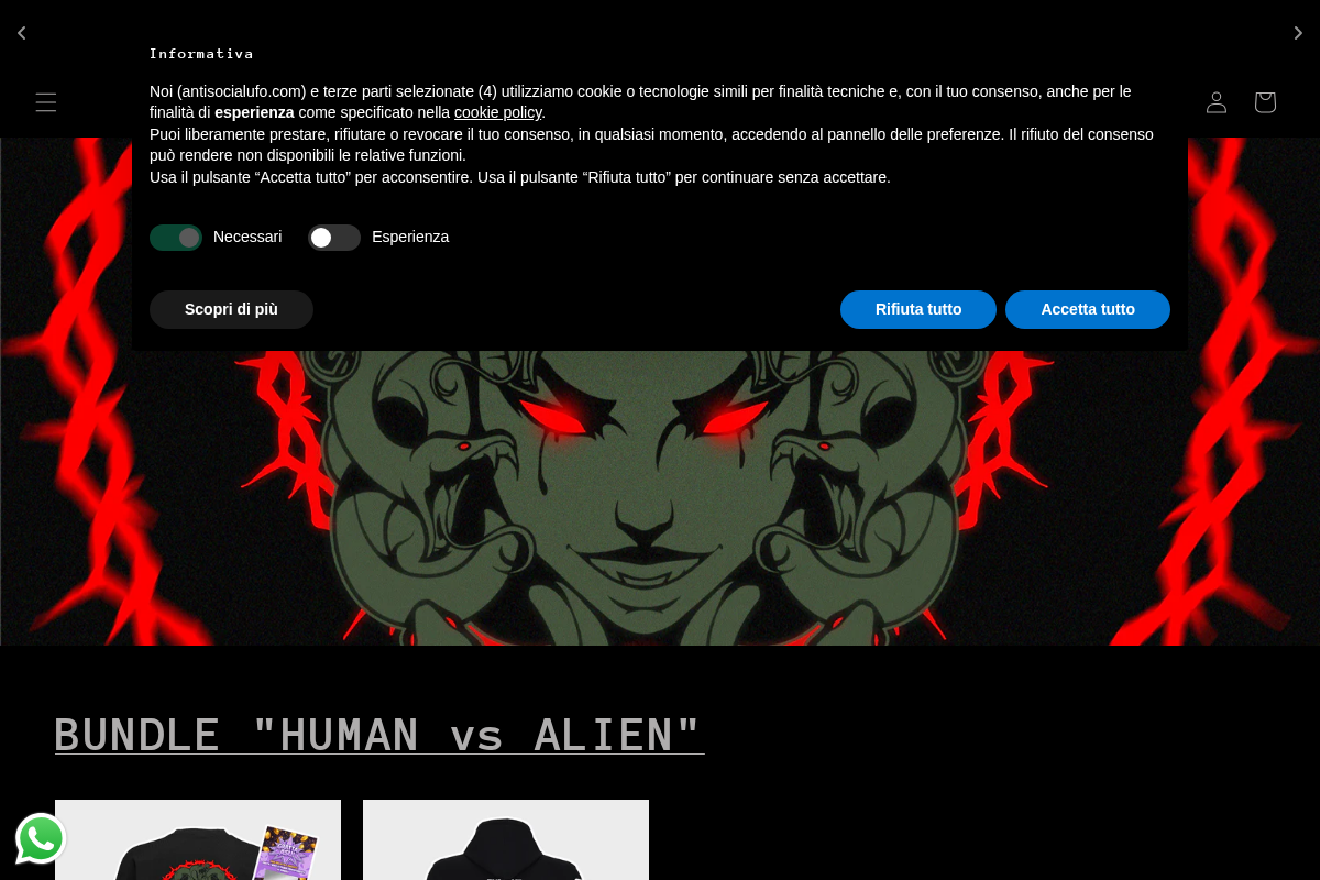 Antisocialufo® - Sito Ufficiale homepage screenshot
