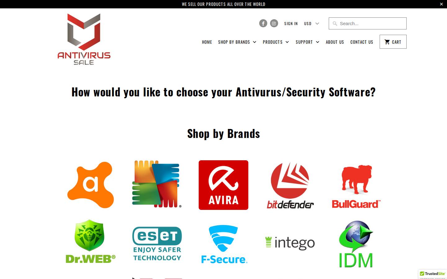 AntivirusSale.com homepage screenshot