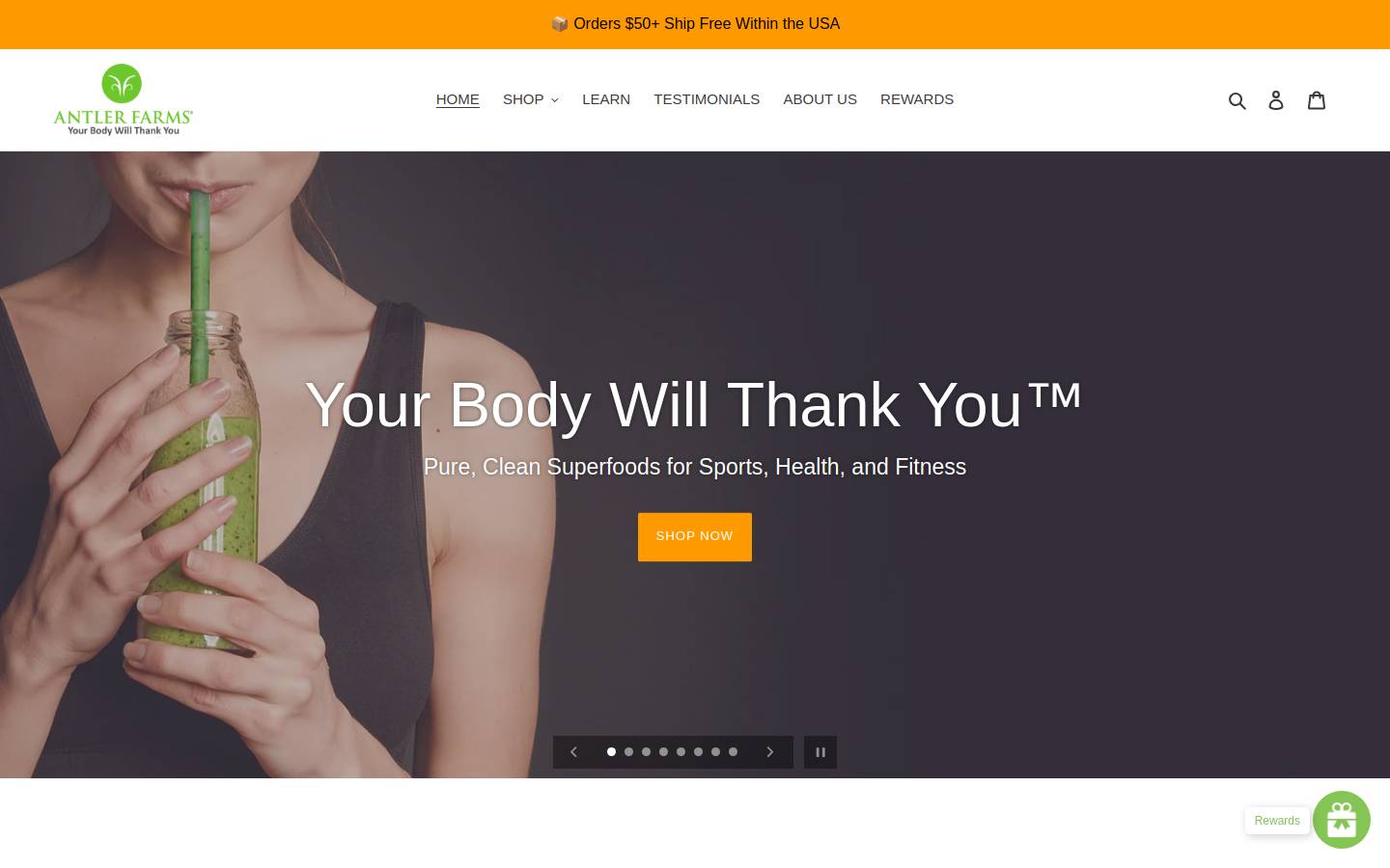 Antler Farms homepage screenshot