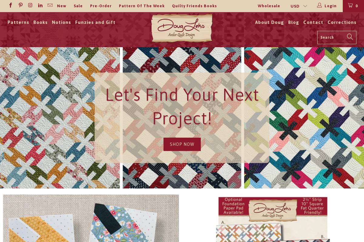 antlerquiltdesign.com homepage screenshot