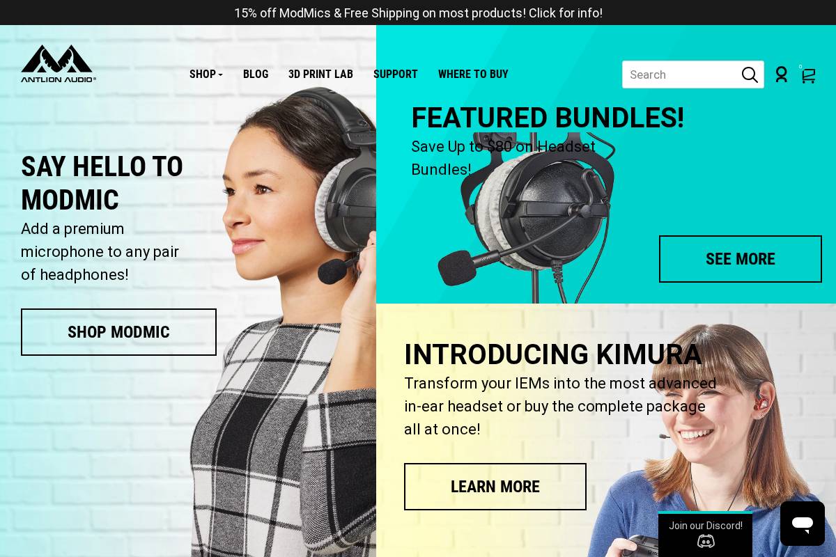 antlionaudio.com homepage screenshot