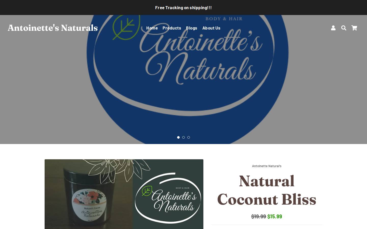 antoinettesnaturals.com homepage screenshot