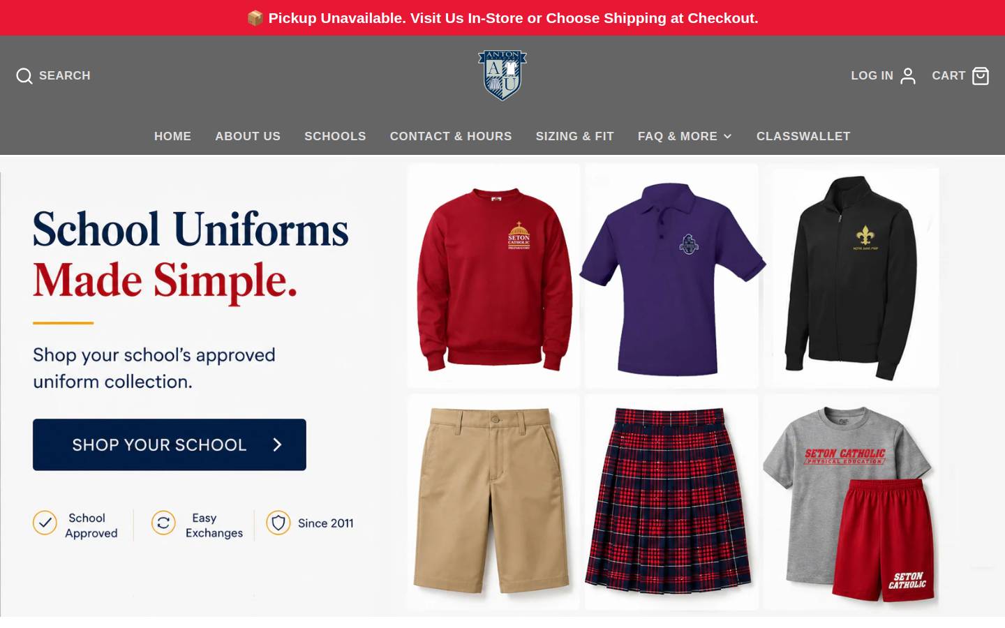 anton-uniform.com homepage screenshot