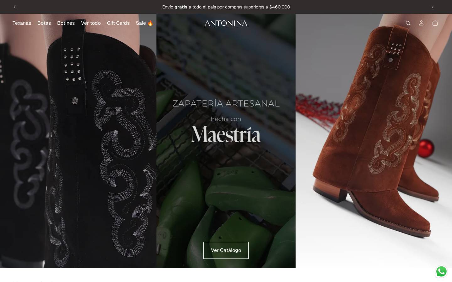 antoninashoes.com homepage screenshot