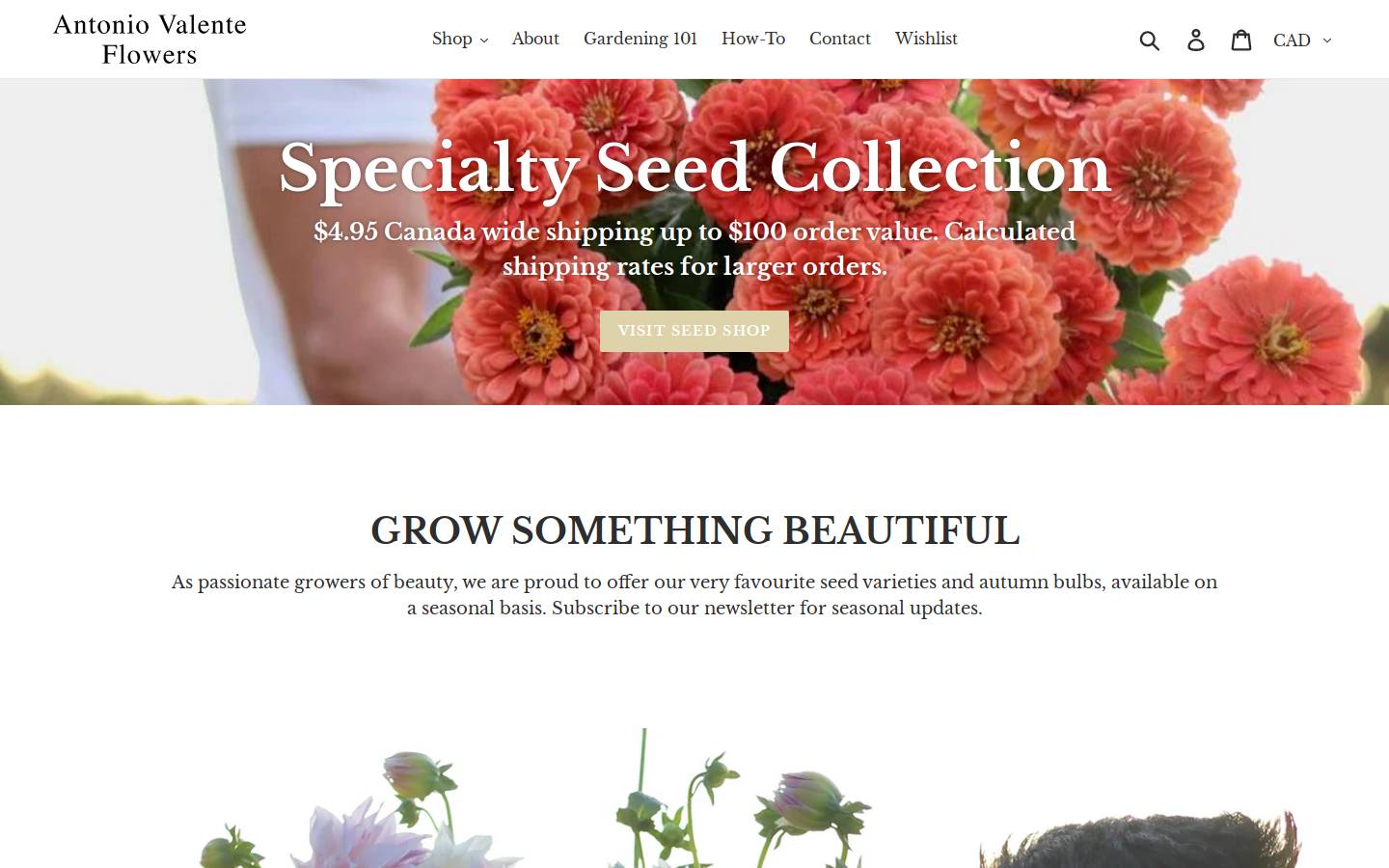 antoniovalenteflowers.com homepage screenshot
