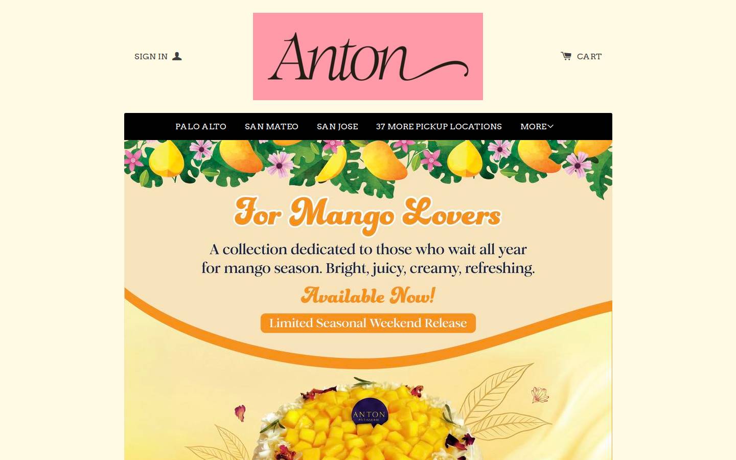 antonsvpatisserie.com homepage screenshot