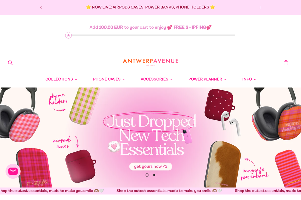Antwerp Avenue homepage screenshot