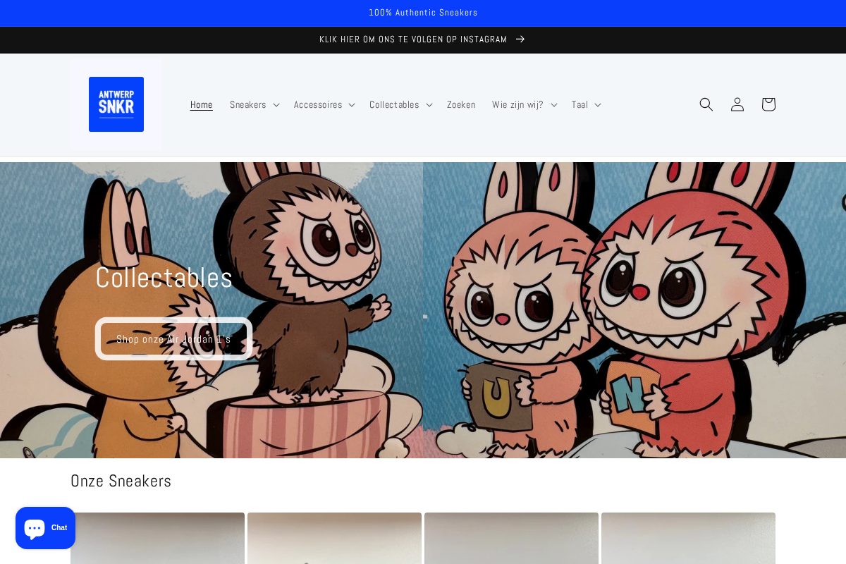 Antwerp snkr homepage screenshot